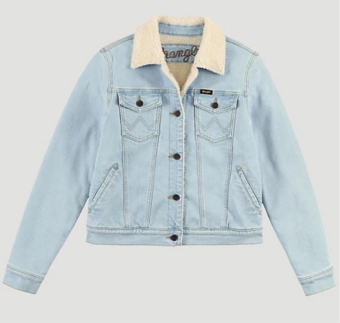 Calvin Klein Kids' Cotton Sherpa Denim Jacket, Visual Grey, 4 years